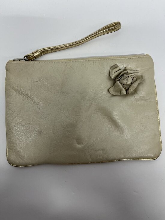 Ruth Saltz Handbags - Ruth Saltz Bone Neutral Leather Handbag Vintage Purse Bag Flower